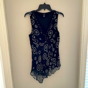 Alfani black and gray sleeveless blouse with sequins.  Size 12